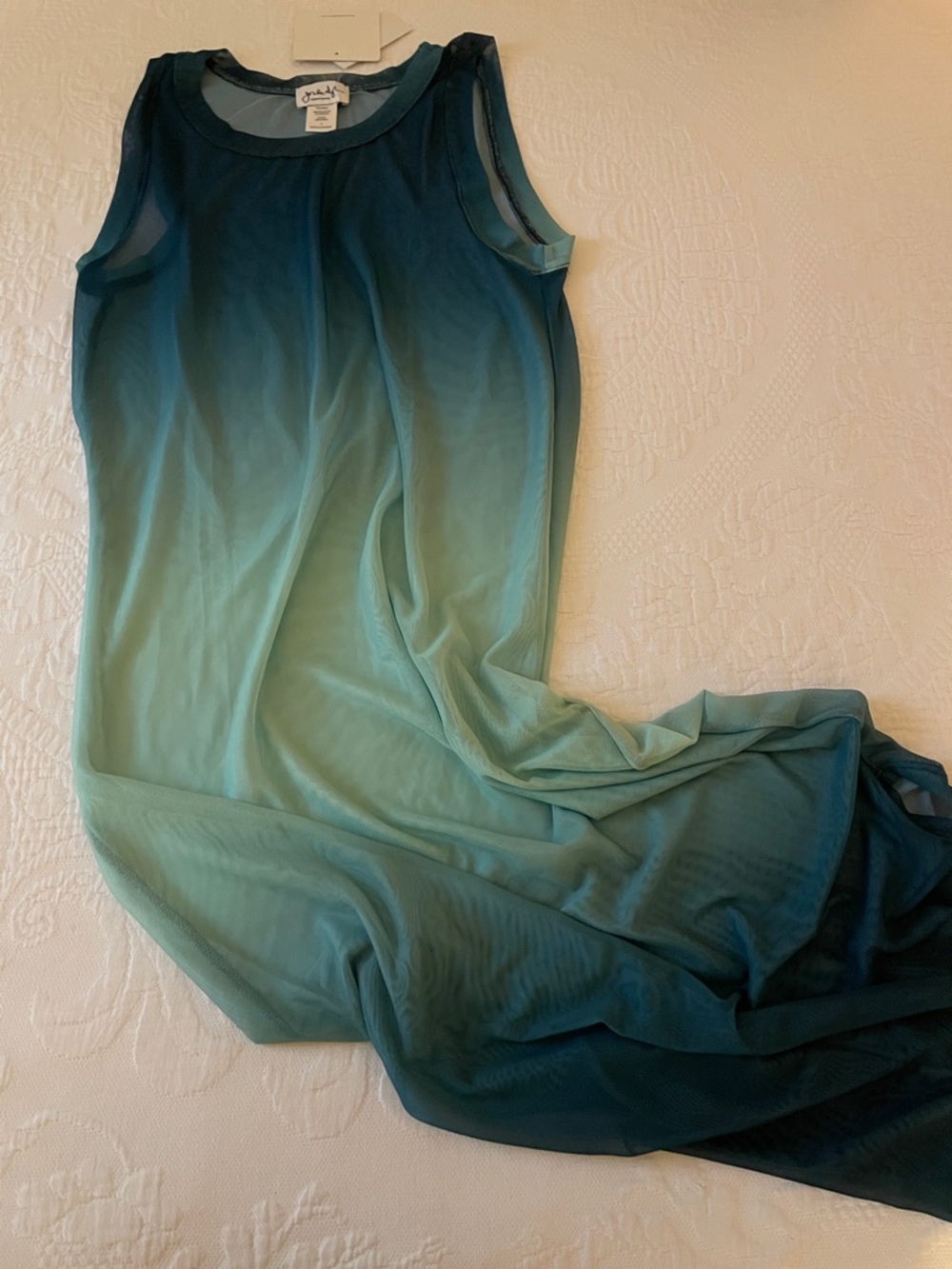 Jordan Taylor Blue/Green Lace-Trim Sleep Top - Small